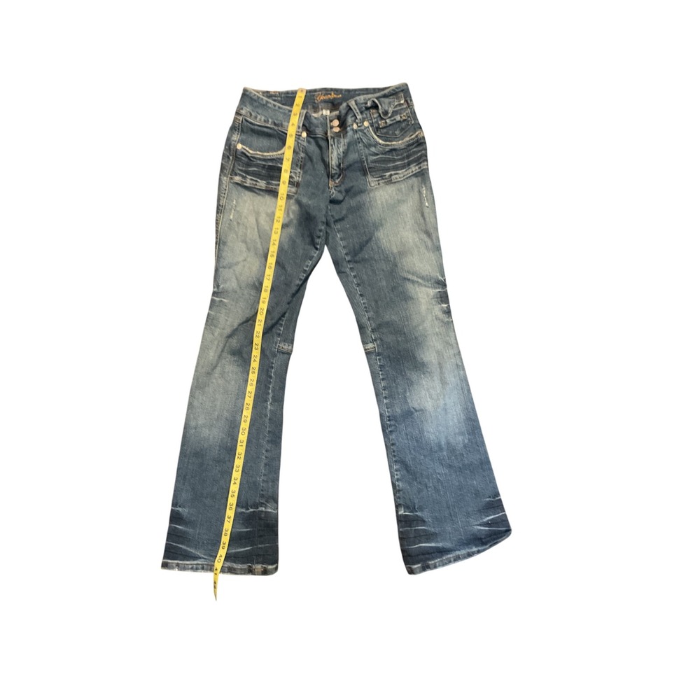 Younique Flare Leg Jeans Low Rise Embellished Pockets‎ Denim Blue Size 11